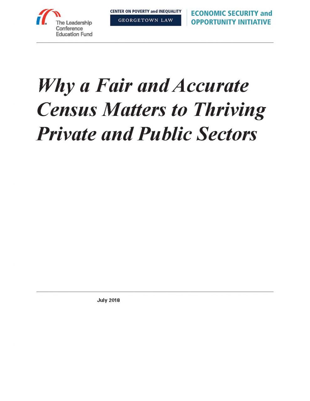 Why a Fair and Accurate Census Matters to Thriving Private and Public Sectors Report cover