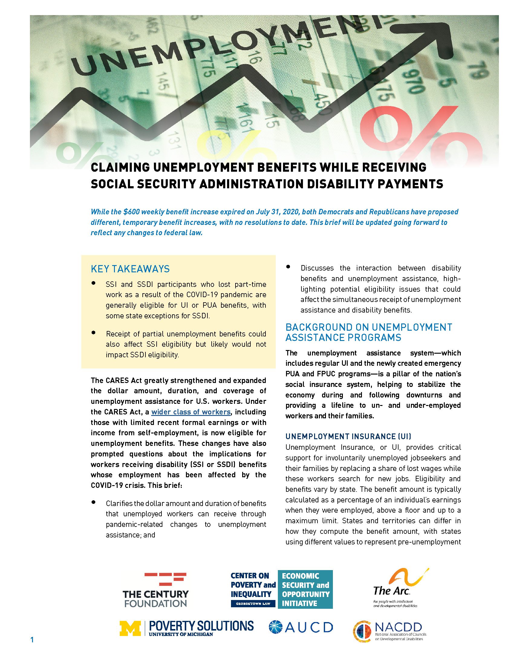 Cover to Brief: Claiming Unemployment Benefits While Receiving Social Security Administration Disability Payment