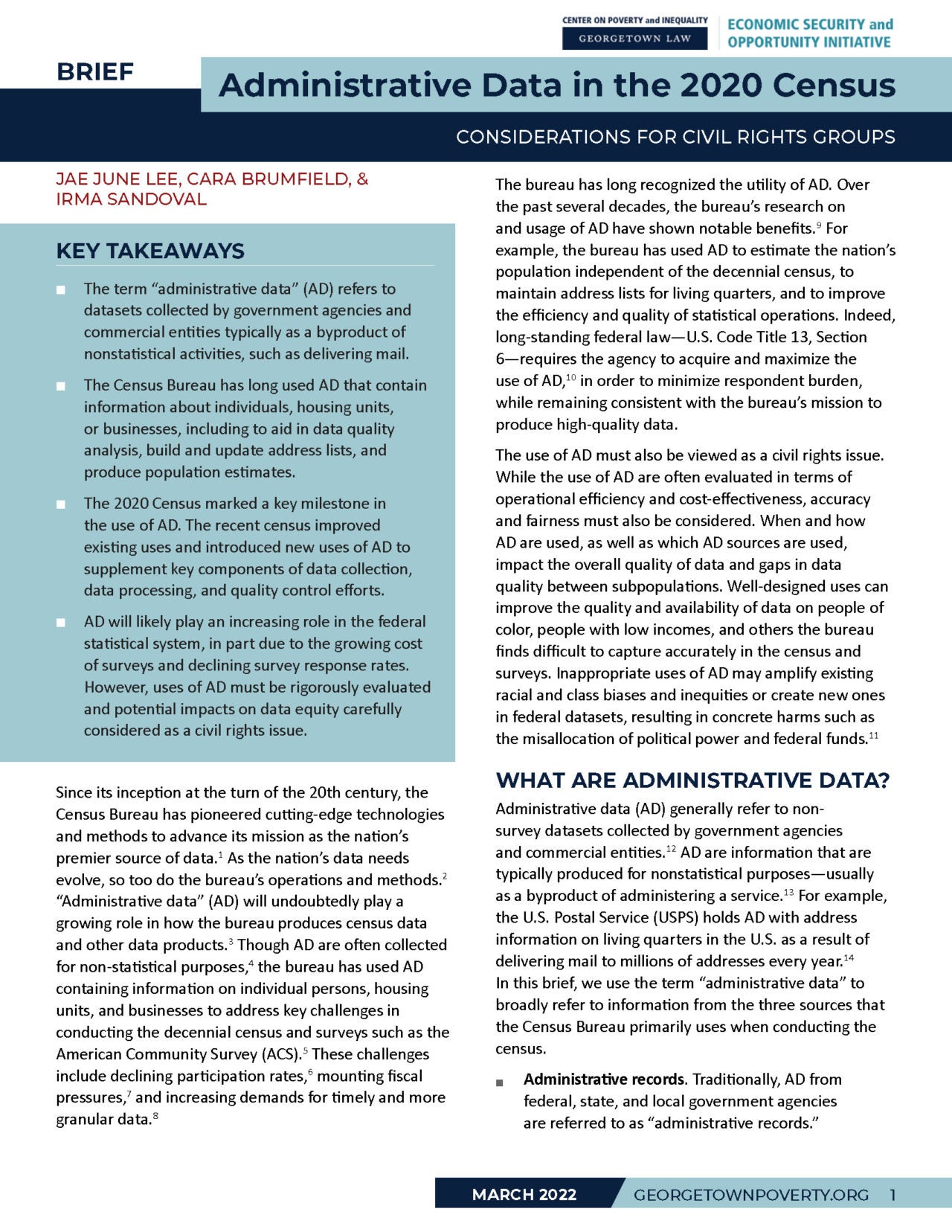 Administrative Data in the 2020 Census: Considerations for Civil Rights ...