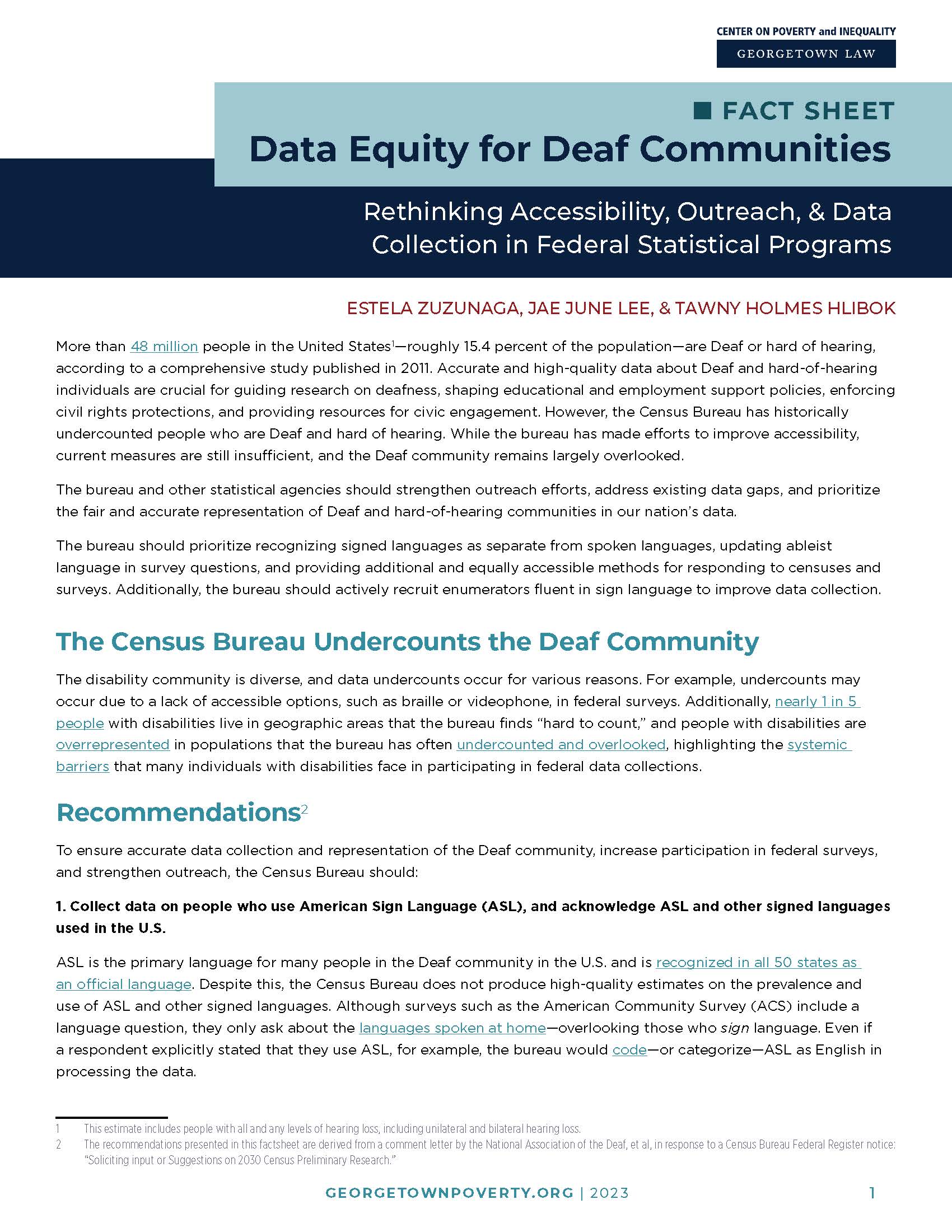 Data Equity for Deaf Communities Fact Sheet